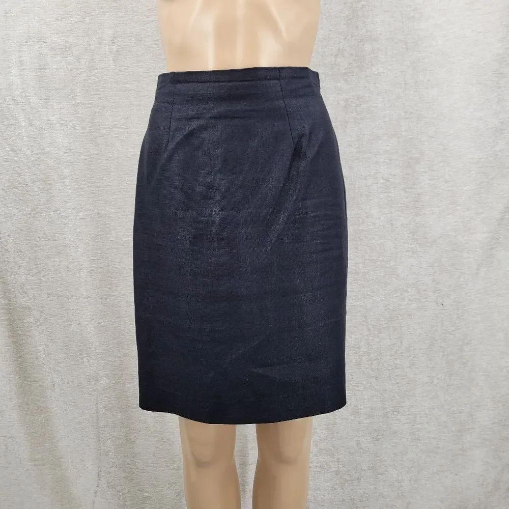 Linen Vintage Classic Black Pencil Skirt